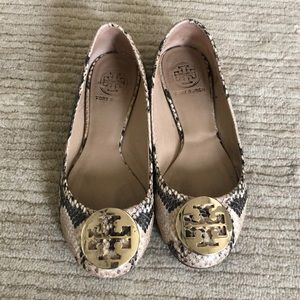 Tory Burch animal print gold flat sandals
